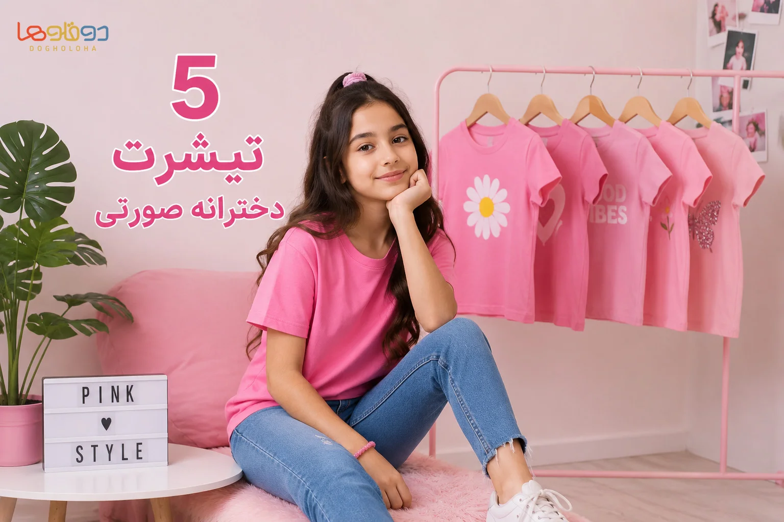 تیشرت دخترانه صورتی